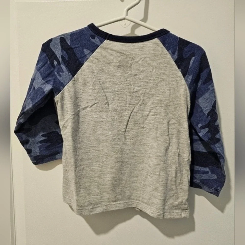 24M Blue Gray Butter Yellow Long Sleeve Raglan Tee Baseball Easter Camo‎ Pocket